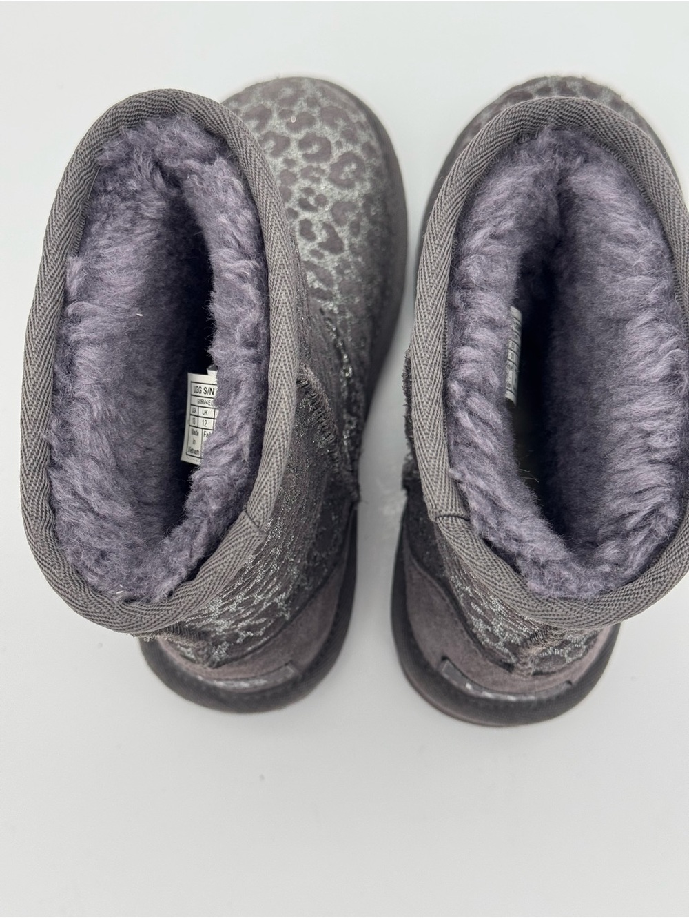 UGG Classic II Glitter Leopard winter boots girls size 13 leather shearling kids - Picture 7 of 11